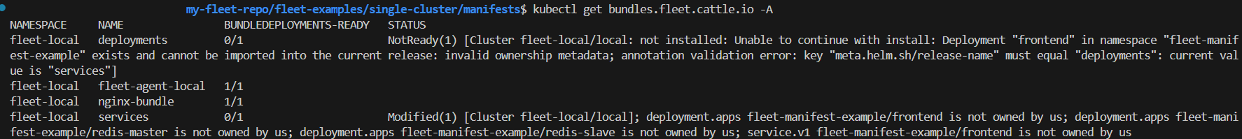 A screenshot validating the fleet deployment.